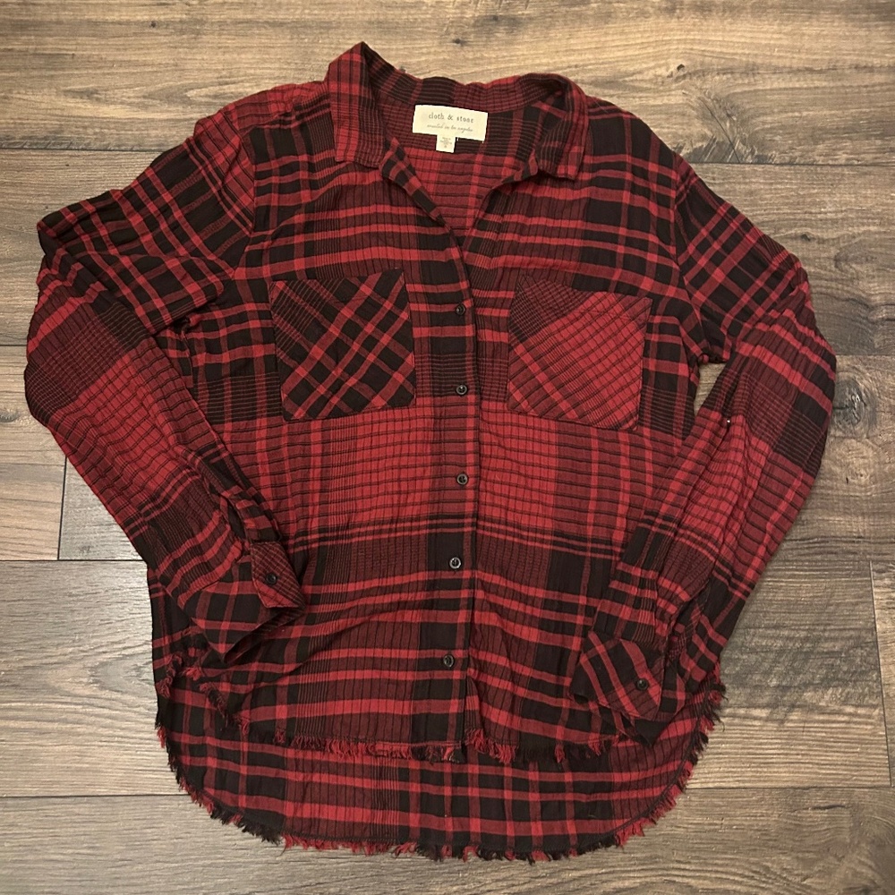 Anthropologie Cloth And Stone Plaid Button Down Flannel Small